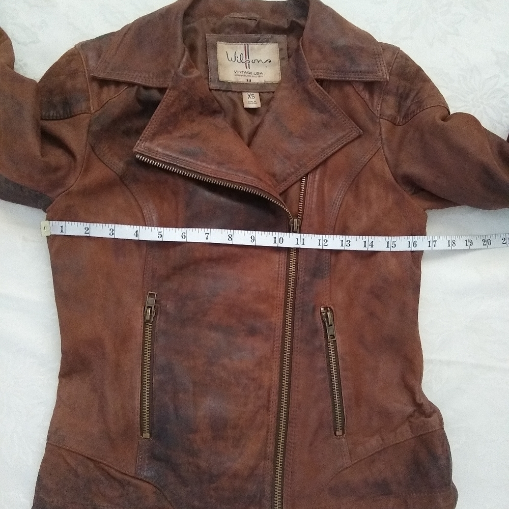 Wilsons Vintage leather biker asymmetric moto quilted shoulder distressed - Picture 5 of 7